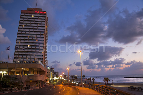 Tel-Aviv Boardwalk & Beach at Dusk Stock photo © eldadcarin