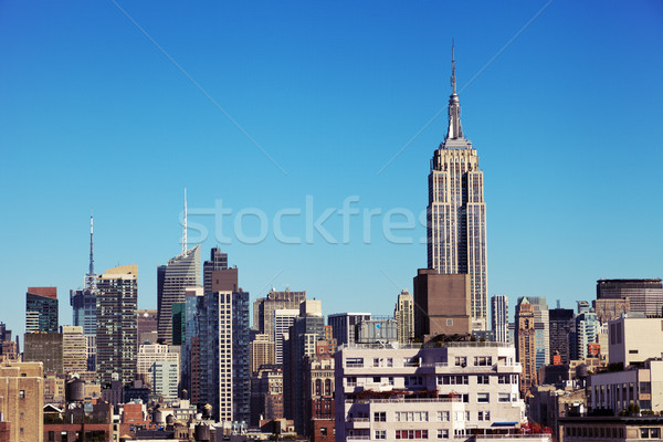 Эмпайр-стейт-билдинг Manhattan Skyline плотный Небоскребы Сток-фото © eldadcarin