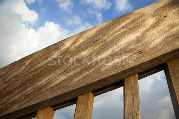 Wooden Banister & Blue Cloudy Sky Stock photo © eldadcarin