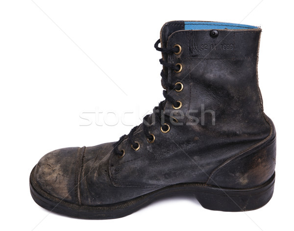 Isolated Used Army Boot - Inner Side Stock photo © eldadcarin