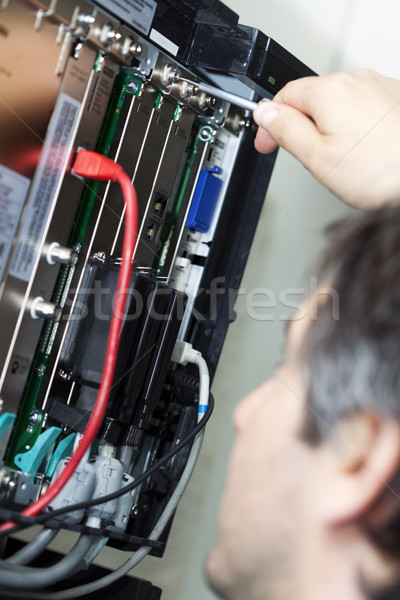 Telephone Switchboard - Screwing Componenet Stock photo © eldadcarin