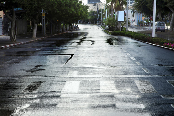 Stock photo: Empty Wet Winter Street