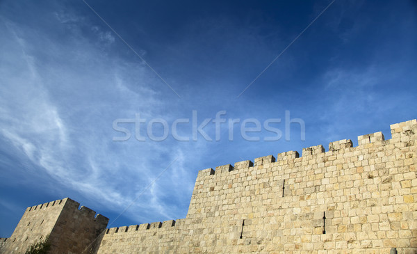 Alten Jerusalem Stadt Wand spektakuläre bewölkt Stock foto © eldadcarin