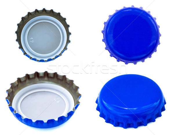 Stock photo: Isolated Blue Metal Caps