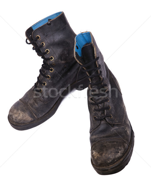 Isolated Used Army Boots - High Angle Tit Stock photo © eldadcarin