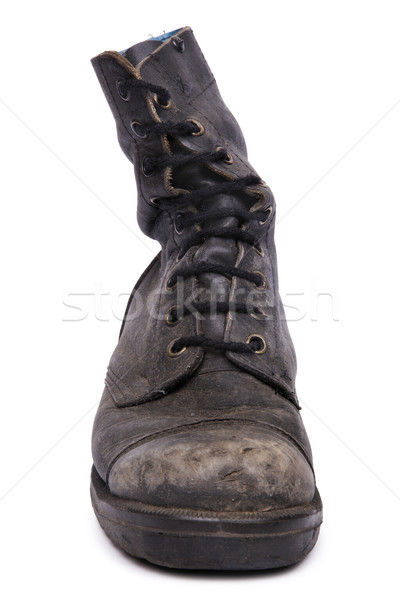 Isolated Used Army Boot - Frontal Stock photo © eldadcarin