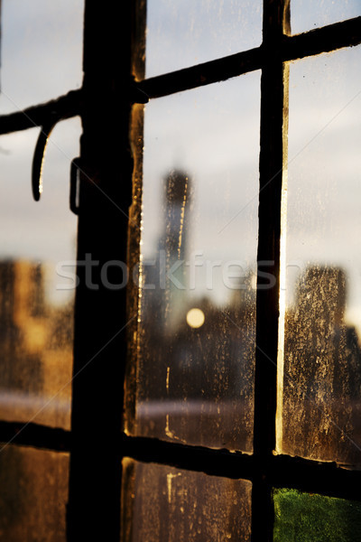 Lower Manhattan Skyline Behind Stained Glass Stock photo © eldadcarin