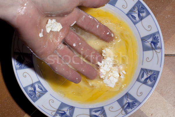 Squashed Egg in a Plate Stock photo © eldadcarin