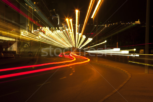 Zoom städtischen Lichter Ansicht Abend Zeit Stock foto © eldadcarin