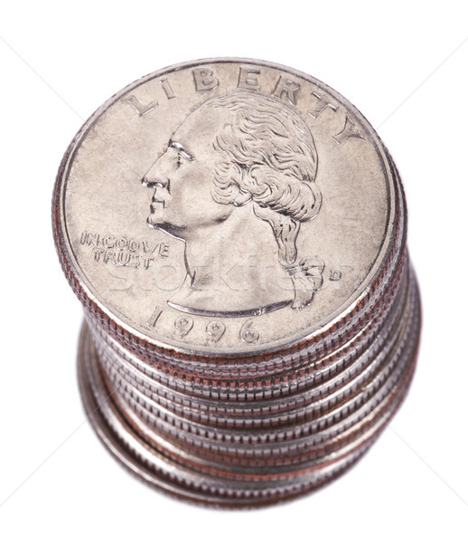 Isolated Quarter Dollar Coin Stack Stock photo © eldadcarin