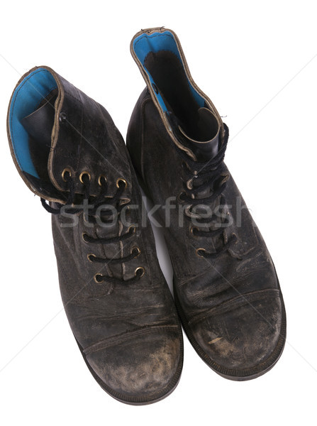 Isolated Used Army Boots -Top View Stock photo © eldadcarin