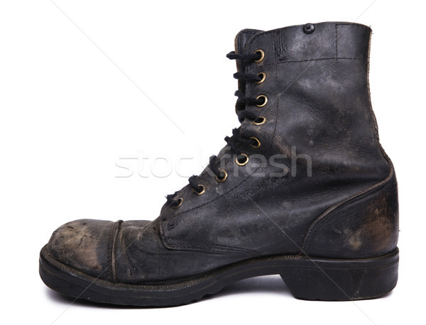 Isolated Used Army Boot - Inner Side View Stock photo © eldadcarin