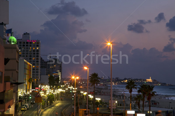 Tel-Aviv Boardwalk & Beach at Dusk Stock photo © eldadcarin