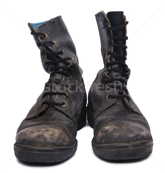 Isolated Used Army Boots - Frontal Stock photo © eldadcarin