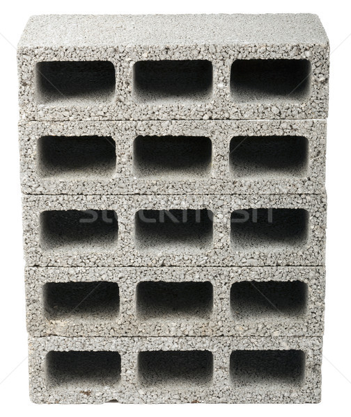 Izolált építkezés kockák öt szürke beton Stock fotó © eldadcarin