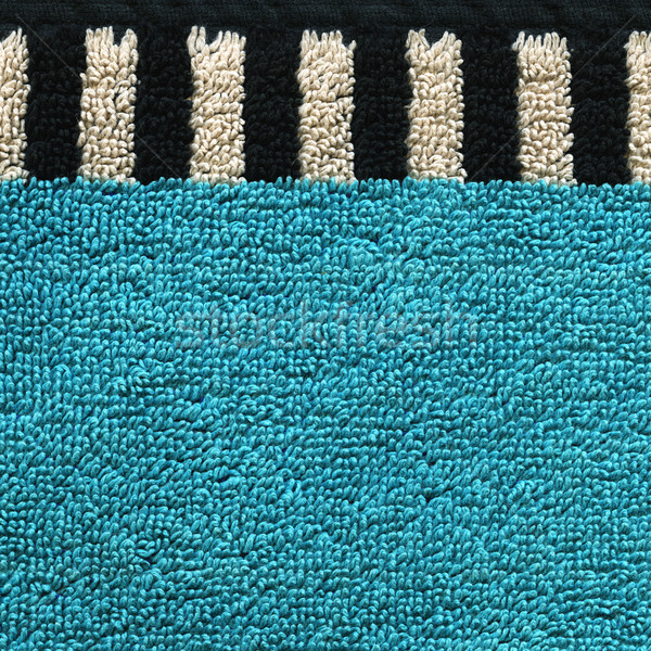 Stock photo: Cotton Fabric Texture - Aqua with Black & White Stripes