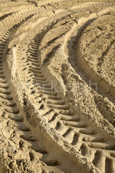 Tire Tracks in the Sand - Surface Level Stock photo © eldadcarin