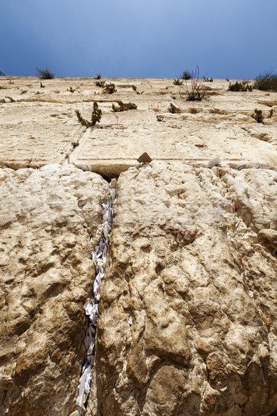 Jegyzetek fal közelkép öreg város Jeruzsálem Stock fotó © eldadcarin