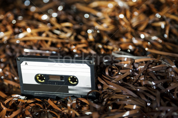Blank Recordable Audio Cassette on Magnetic Tape - Selective Foc Stock photo © eldadcarin