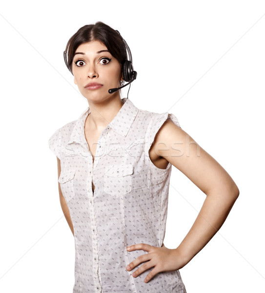 Isolated Call Center Woman in Shock Stock photo © eldadcarin