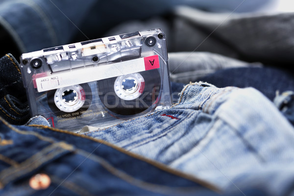 Audio Kassette Denim unterschiedlich Jeans pants Stock foto © eldadcarin