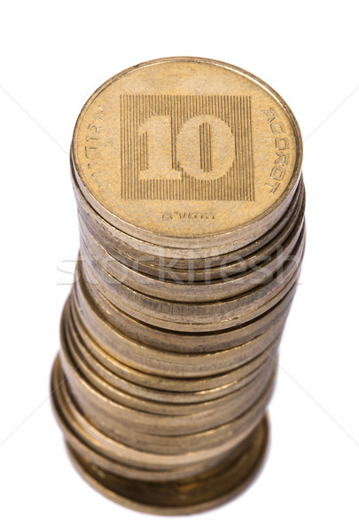 Isolated Israeli 10 Agorot Coin Stack Stock photo © eldadcarin