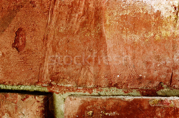 Foto stock: Macro · ladrillo · tiro · rojo · arcilla · pared · de · ladrillo