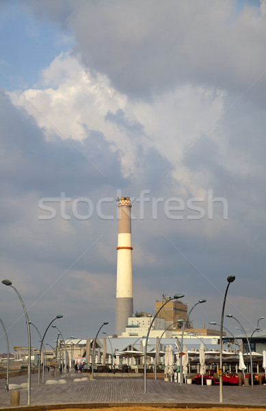 Tel-Aviv Harbor & Power Plant Chimney Stock photo © eldadcarin