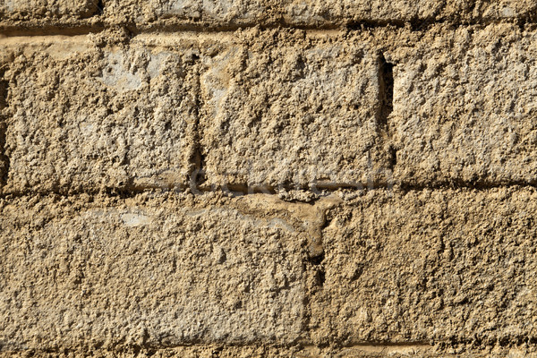 Stock photo: Rugged Brick Wall - Close Up