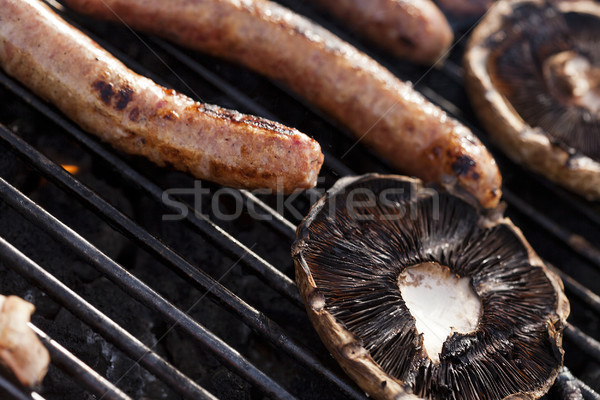 Stock fotó: Gomba · kolbászok · kész · szabadtér · barbecue · grill · étel