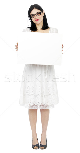 Stock foto: Sommer · Kleid · Frau · halten · Zeichen · Erwachsenen