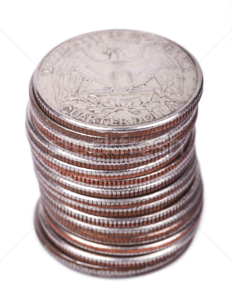 Isolated Quarter Dollar Coin Stack Stock photo © eldadcarin