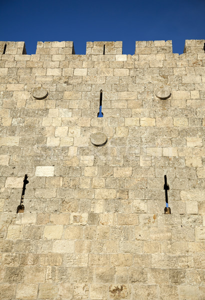 öreg Jeruzsálem város fal kék kő Stock fotó © eldadcarin
