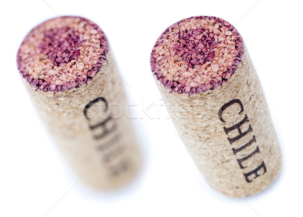 Isolated Diagonal Stained 'Chile' Wine Cork Stock photo © eldadcarin