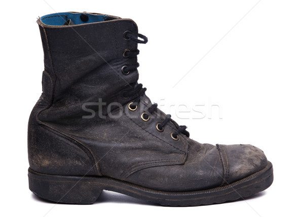 Isolated Used Army Boot - Side View Stock photo © eldadcarin