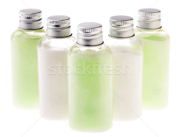 Isolado verde branco loção garrafas cinco Foto stock © eldadcarin