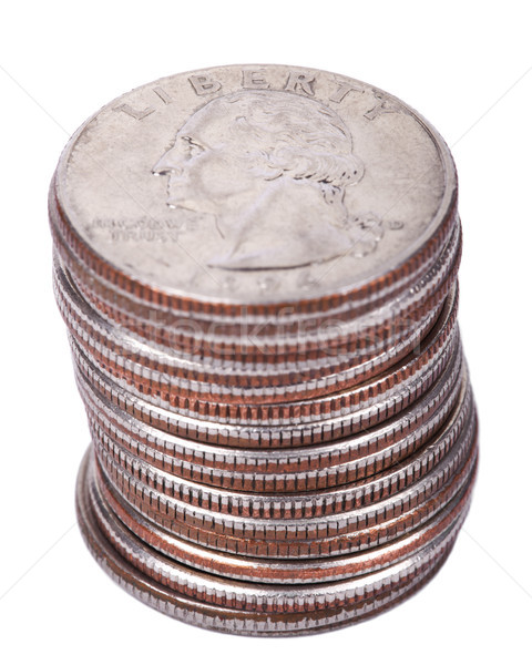 Isolated Quarter Dollar Coin Stack Stock photo © eldadcarin