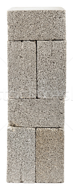 Egymásra pakolva építkezés kockák hat szürke beton Stock fotó © eldadcarin