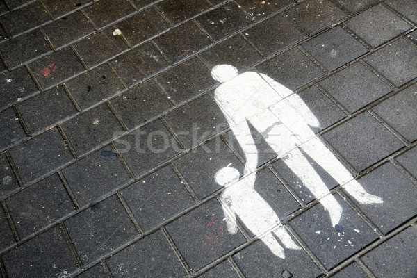 Stock foto: Pflaster · Fußgänger · Ziegel · gemalt · Illustration
