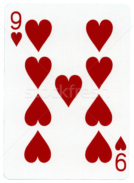 Jouer carte neuf coeurs isolé blanche [[stock_photo]] © eldadcarin