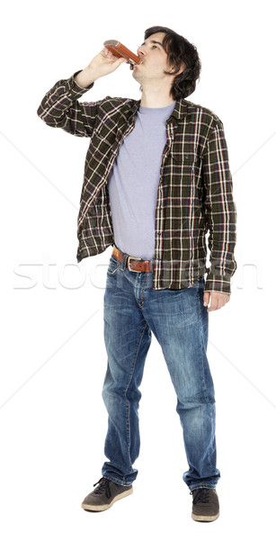 Casual 30's Guy Drinking from a Hip Flask Stock photo © eldadcarin