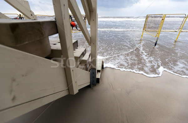 Winter badmeester hut strand Stockfoto © eldadcarin