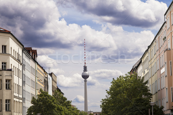 Televisão torre fernsehturm ver blocos edifícios Foto stock © eldadcarin