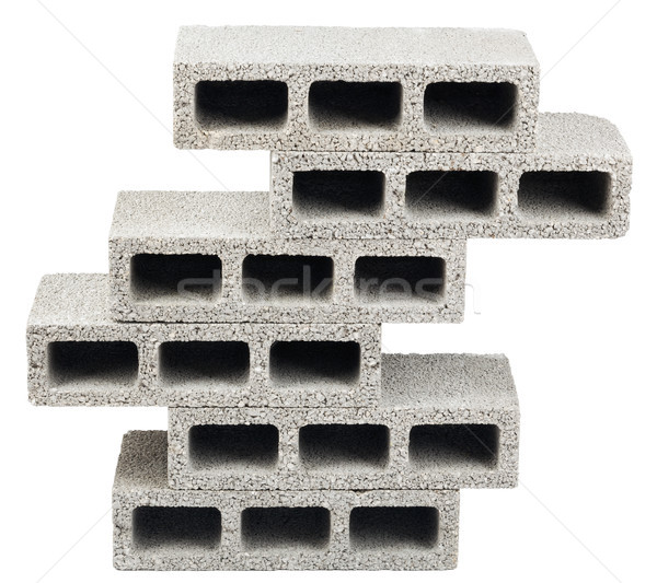 Imagine de stoc: Izolat · construcţie · blocuri · sase · gri · beton
