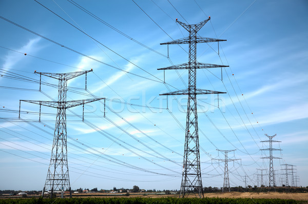 Foto stock: Rural · alta · tensão · eletricidade · ver · central