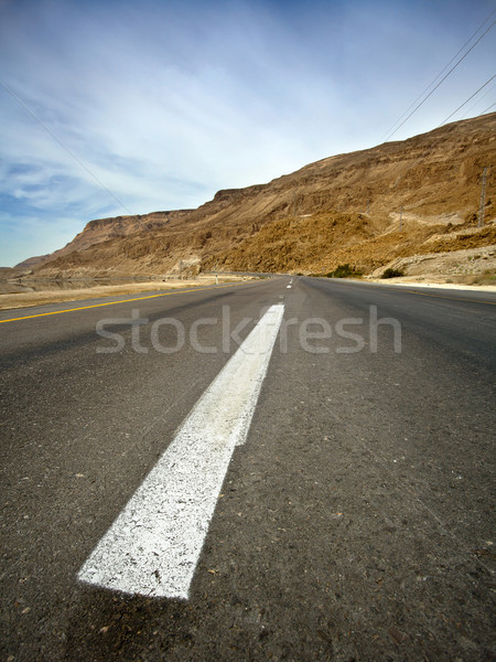 Woestijn asfalt weg lege shot laag Stockfoto © eldadcarin