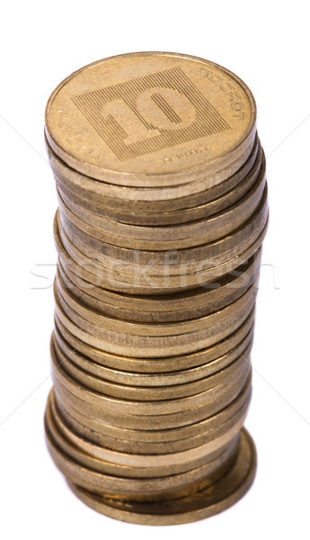 Isolated Israeli 10 Agorot Coin Stack Stock photo © eldadcarin