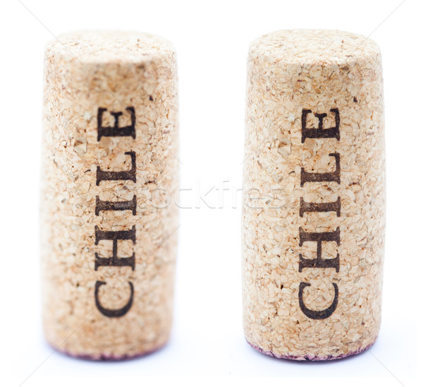 Stock photo: Isolated Vertical 'Chile' Upwards Wine Cork