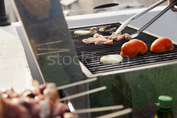 肉 鶏の胸肉 タマネギ スライス トマト ストックフォト © eldadcarin