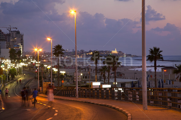 Tel-Aviv Boardwalk & Beach at Dusk Stock photo © eldadcarin